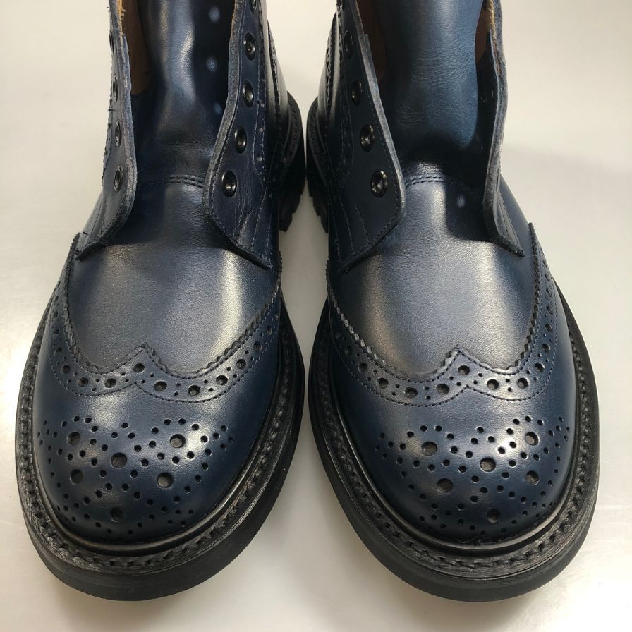 トリッカーズ カントリーブーツ ウイングチップ 944732 M2508 ネイビー UK7ハーフ-5 Tricker’ｓ ブーツ 約26.0cm【LA】【中古】