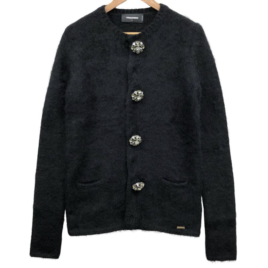 極美品◆ディースクエアード ビジューボタンジャケット コート アンゴラ レディース サイズL ブラック DSQUARED2 【AFB5】