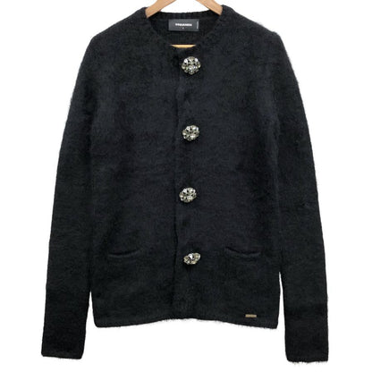 極美品◆ディースクエアード ビジューボタンジャケット コート アンゴラ レディース サイズL ブラック DSQUARED2 【AFB5】