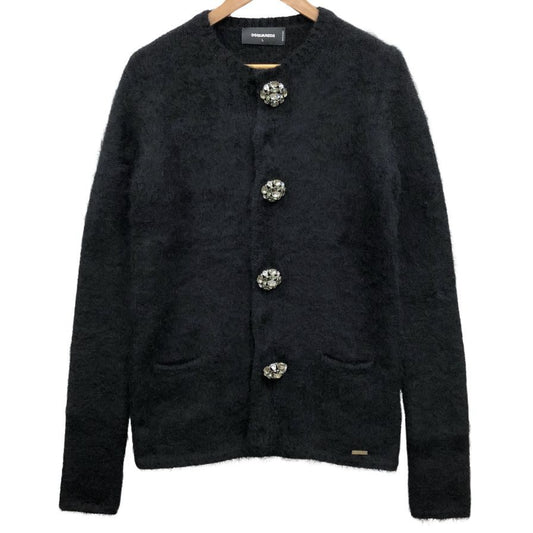 極美品◆ディースクエアード ビジューボタンジャケット コート アンゴラ レディース サイズL ブラック DSQUARED2 【AFB5】
