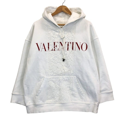 中古◆ヴァレンティノ パーカー レース 装飾 プリント 切替 WB3MF10S6FU ホワイト レディース サイズXS VALENTINO 【AFB2】