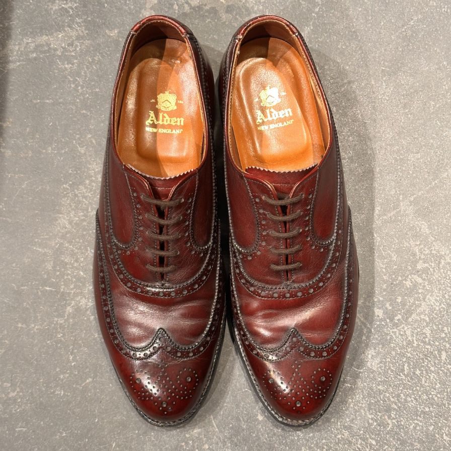 オールデン 929 フルブローグ ガラスレザー バーガンディ サイズUS8C ALDEN ビジネスシューズ 約26.0cm【LA】【中古】