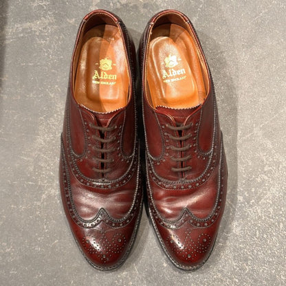 オールデン 929 フルブローグ ガラスレザー バーガンディ サイズUS8C ALDEN ビジネスシューズ 約26.0cm【LA】【中古】