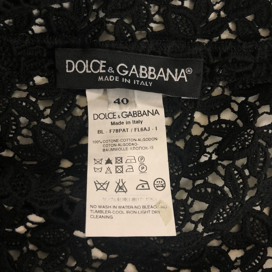 美品◆ドルチェ&ガッバーナ ブラウス ノースリーブ シースルー コットン サイズ40 レディース ブラック DOLCE&GABBANA 【AFB27】