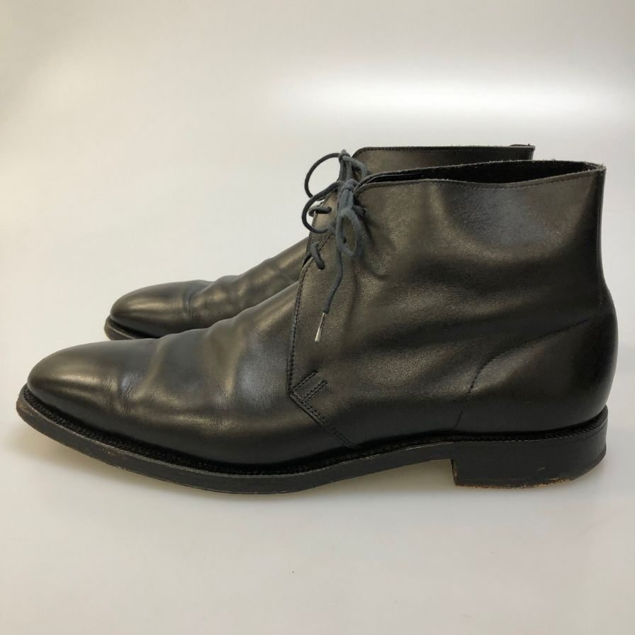 ジョージ クレバリー レザシューズ チャッカブーツ カーフ 8404-12 メンズ サイズ8E ブラック George Cleverley ブーツ 約26.5cm【LA】【中古】