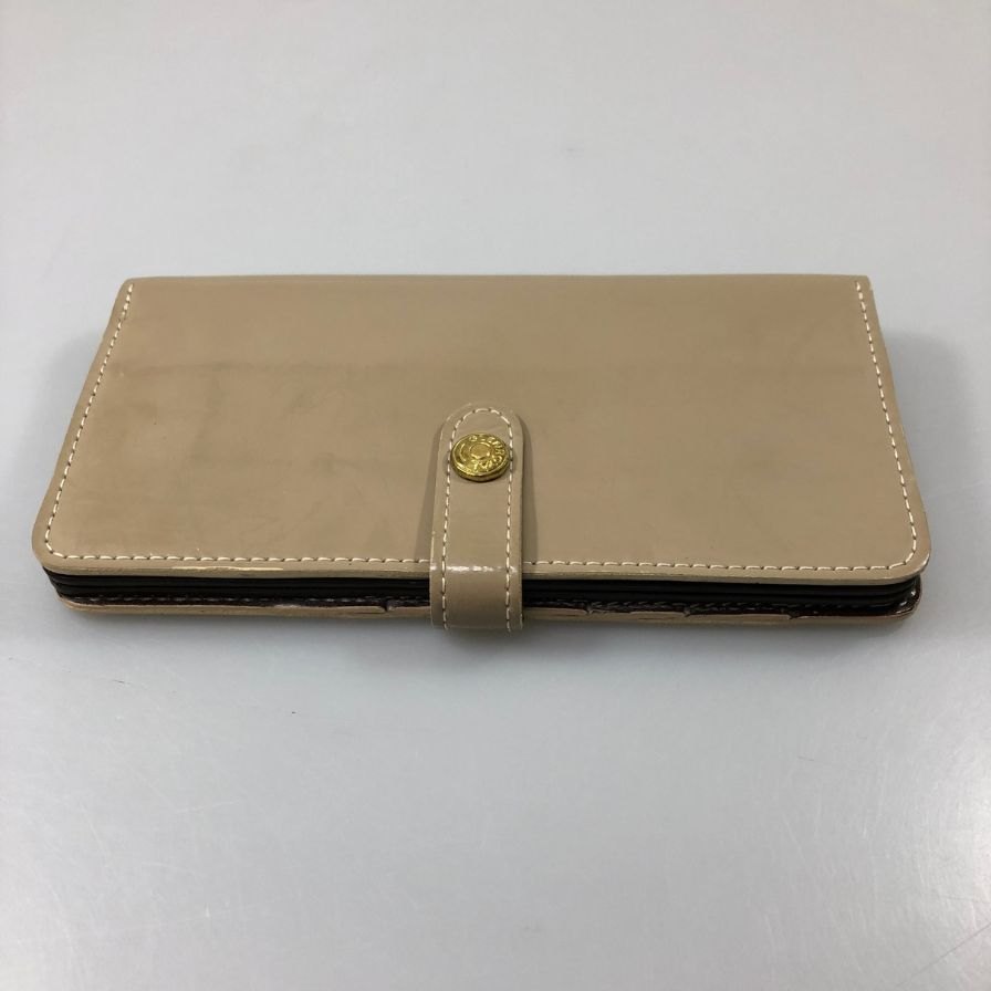 グレンロイヤル 長財布 二つ折り財布 フラップボタン エナメル×ブライドルレザー グレー ゴールド金具 GLENROYAL【AFI1】