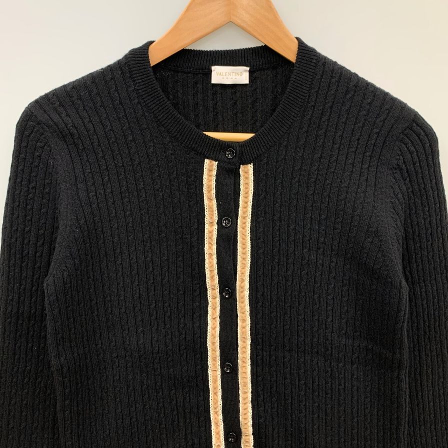 美品◆ヴァレンティノ ローマ カーディガン カシミア混 レディース サイズ44 ブラック VALENTINO ROMA 【AFB20】
