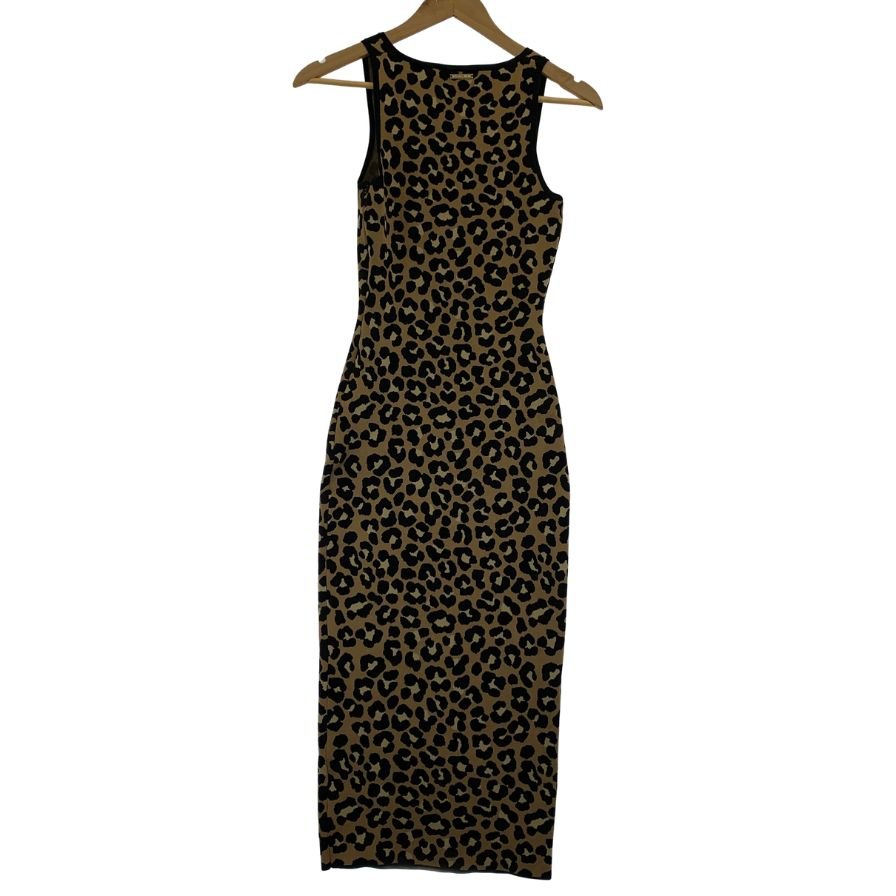 新品同様◆マイケルコース ワンピース ノースリーブ ドレス レオパード柄 レディース サイズXS 総柄 MICHAEL KORS 【AFB16】