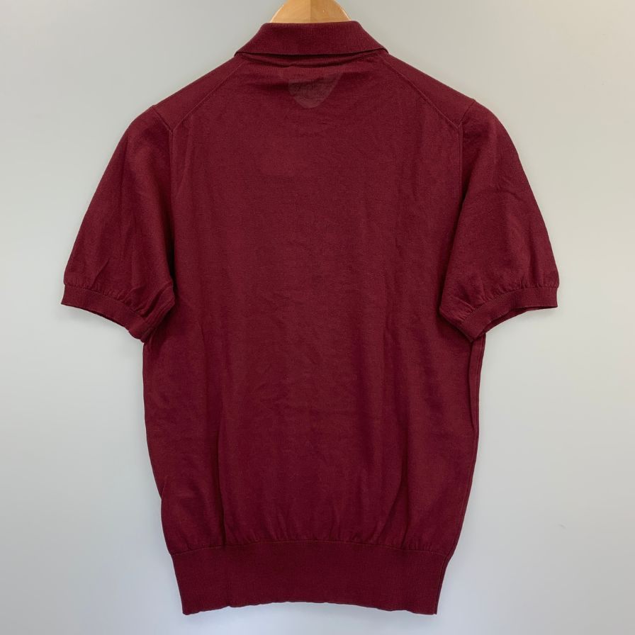 新品同様◆サントニオ ナポリ 半袖ポロシャツ コットン ニット ボルドー メンズ サイズ46 Santonio NAPOLI 【AFB32】