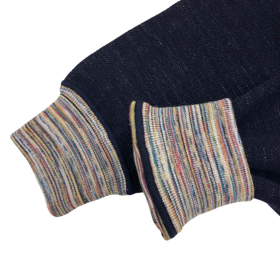 極美品◆ミッソーニ フロントジップ パーカー レディース 裏地総柄 ウール サイズ44 ネイビー MISSONI 【AFB17】