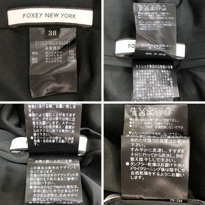 美品◆フォクシーニューヨーク ノースリーブワンピース ブライトダイヤ 31352 レディース サイズ38 ブラック  FOXEY NEWYORK 【AFB44】