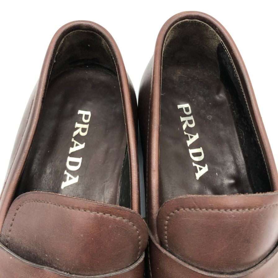 プラダ コインローファー 2D 1116 メンズ ブラウン サイズ5.5 PRADA 約24.5cm【AFD15】