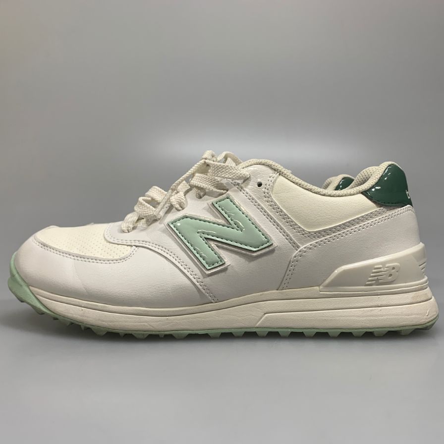 ニューバランス ゴルフシューズ ローカット 574 v3 SL スパイクレス レザー ホワイト グリーン レディース サイズ24cm New Balance【AFC42】【中古】