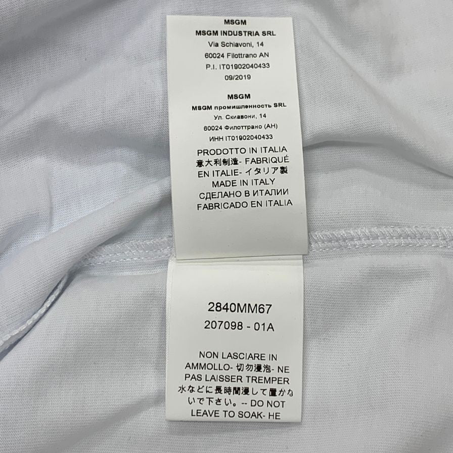 新品同様◆エムエスジーエム Tシャツ 半袖 メタリック プリント ホワイト シルバー メンズ サイズL MSGM 【AFB6】