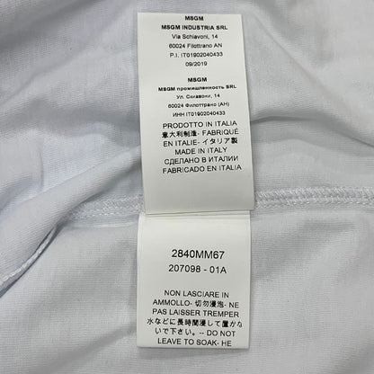 新品同様◆エムエスジーエム Tシャツ 半袖 メタリック プリント ホワイト シルバー メンズ サイズL MSGM 【AFB6】