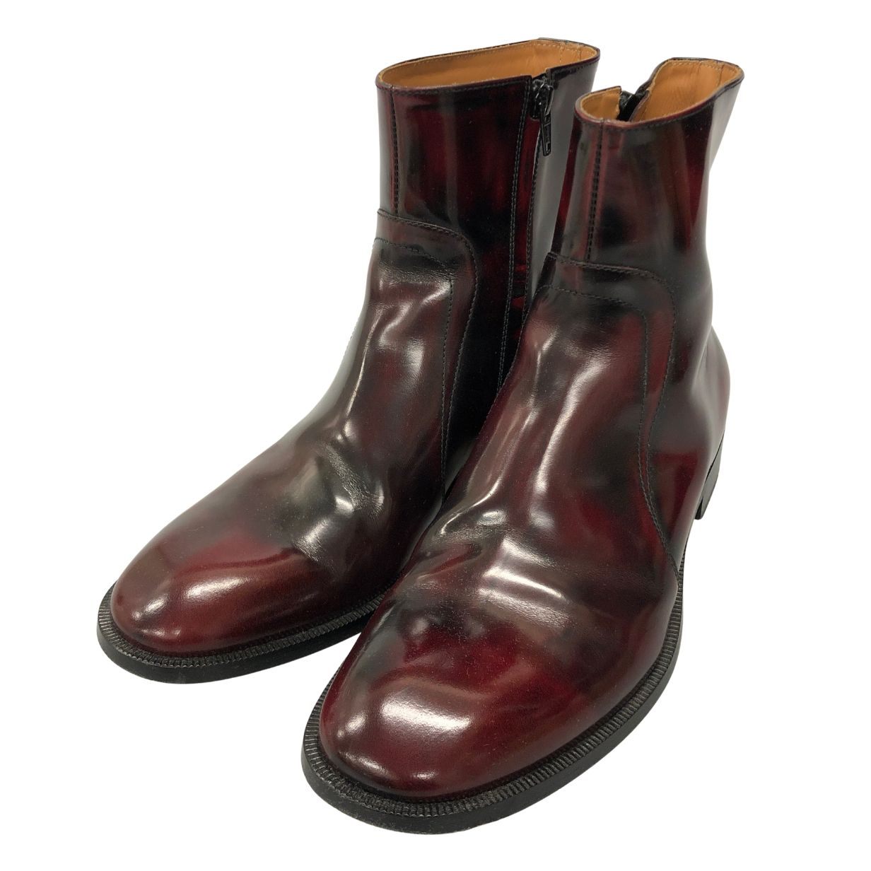 メゾンマルジェラ ブーツ サイドジップ カーフ サイズ41 バーガンディ メンズ Maison Margiela 約26.0cm【AFC41】