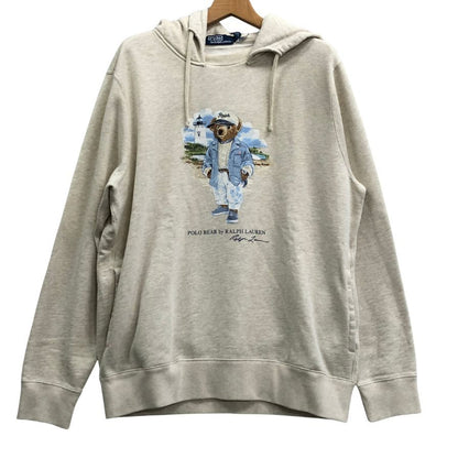 新品同様◆ポロ ラルフローレン プルオーバーパーカー ベアプリント ベージュ メンズ サイズL POLO RALPH LAUREN 【AFB40】