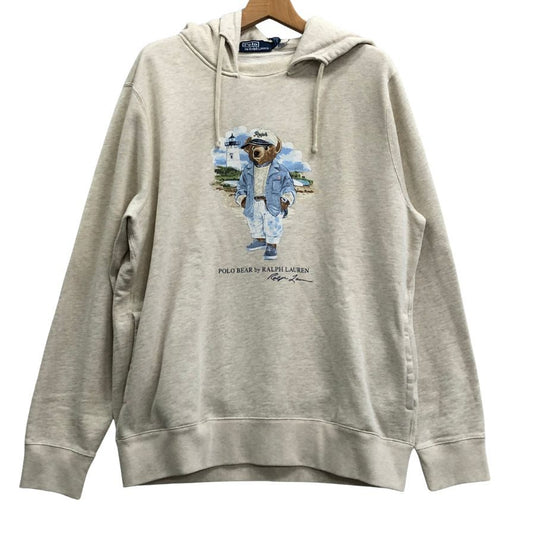 新品同様◆ポロ ラルフローレン プルオーバーパーカー ベアプリント ベージュ メンズ サイズL POLO RALPH LAUREN 【AFB40】