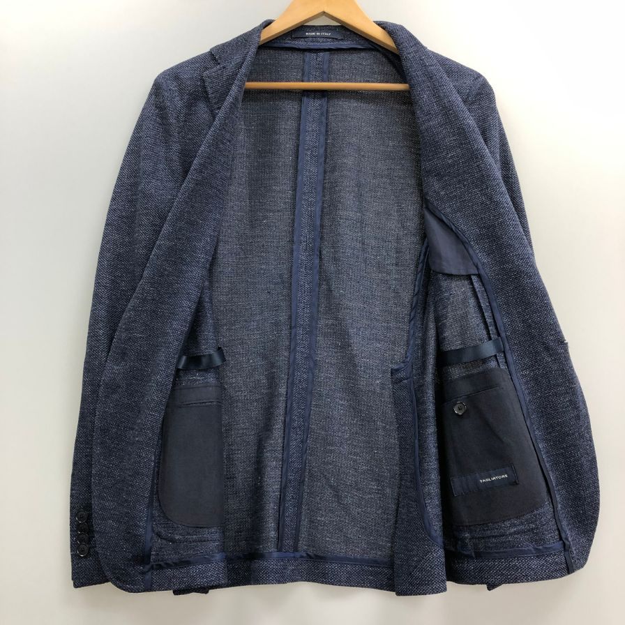 中古◆タリアトーレ ジャケット  2B シングル サマージャケット 品質タグ無し  メンズ ネイビー  サイズ 不明 TAGLIATORE 【AFB9】