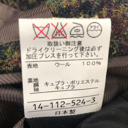 美品◆ラグラックス ゴールド ハリスツイード テーラードジャケット エルボーパッチ 千鳥格子 ウール ブレザー マルチカラー サイズ表記無 RAGLUX GOLD HarrisTweed 【AFA10】