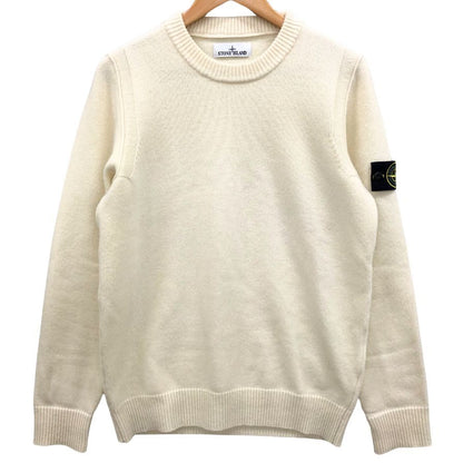 美品◆ストーンアイランド クルーネックニット 8115508A3 ロゴパッチ ウール ポリアミド サイズM メンズ ホワイト STONE ISLAND 【AFB35】