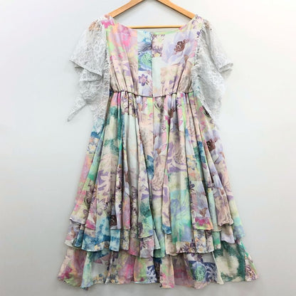 極美品◆ダイアグラム グレースコンチネンタル ノースリーブワンピース 花柄 レース装飾 マルチカラー レディース サイズ36 Diagram GRACE CONTINENTAL 【AFB47】