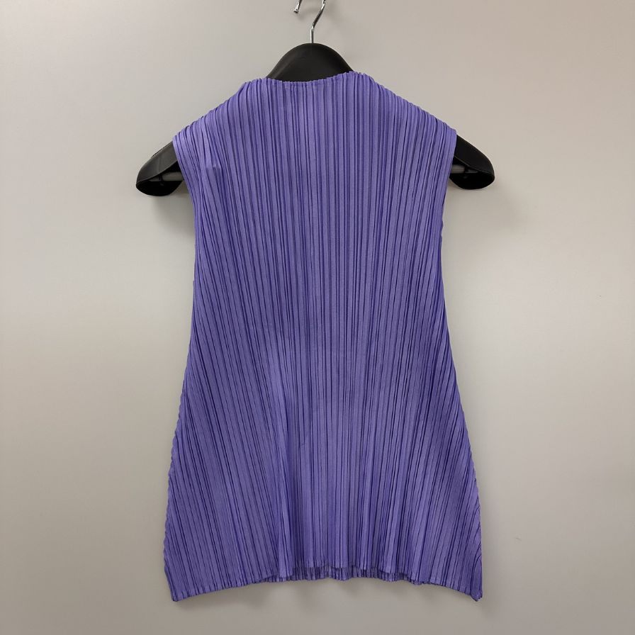美品◆プリーツプリーズ ノースリーブ カットソー レディース パープル サイズ3 PP53-JK281 PLEATS PLEASE ISSEY MIYAKE 【AFB27】