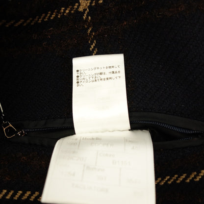 Good condition ◆ TAGLIATORE Stainless Steel Collar Coat Men's Size 48 Plaid Navy TAGLIATORE [AFB13] 