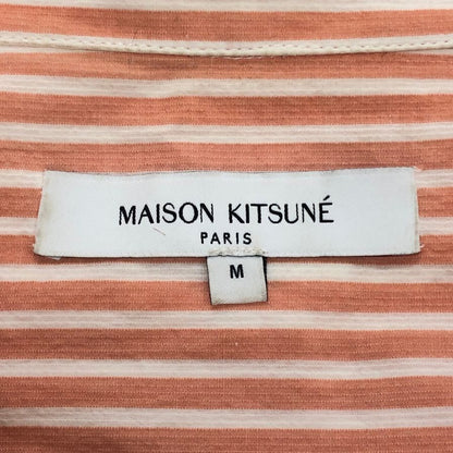 中古◆メゾンキツネ ストライプ 半袖開襟シャツ メンズ サイズM オレンジ MAISON KITSUNE 【AFB35】
