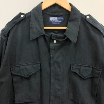 中古◆ポロ ラルフローレン ロングスリーブシャツ ダブルポケット エポーレット ブラック サイズL Polo Ralph Lauren 【AFB14】