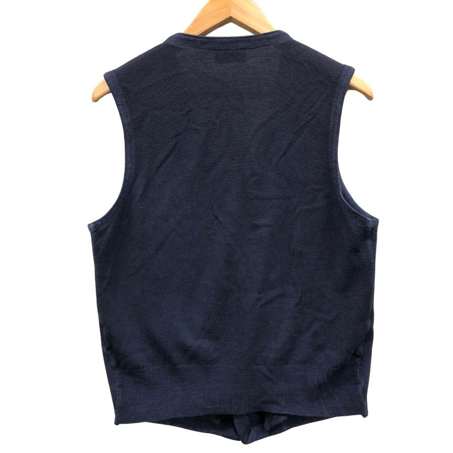 美品◆グランサッソ ヴィンテージ ベスト メンズ ネイビー サイズ48 Gran Sasso vintage 【AFB14】