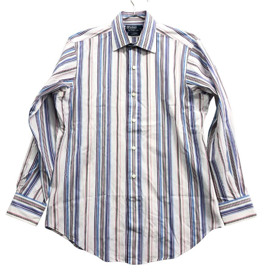 中古◆ポロ ラルフローレン ボタンダウンシャツ 90S クラシックフィット ストライプ マルチカラー メンズ サイズM Polo Ralph Lauren 【AFB5】