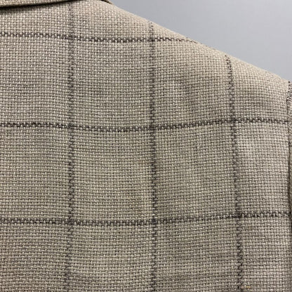 中古◆スーツセレクト リネン テーラードジャケット JSJ2056 ベージュ サイズA5 メンズ チェック SUIT SELECT DORAGO 【AFB33】