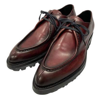プラダ レザーシューズ Vチップ チロリアンシューズ メンズ バーガンディ サイズ8 PRADA 約26.5cm【AFD9-2】