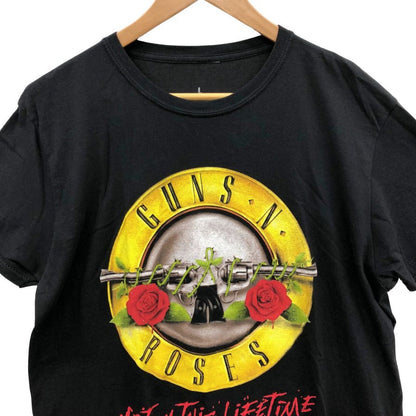 美品◆ガンズ＆ローゼス Tシャツ 公式 半袖 プリント バンド バンT ブラック メンズ サイズL GUNS＆ROSES 【AFB29】