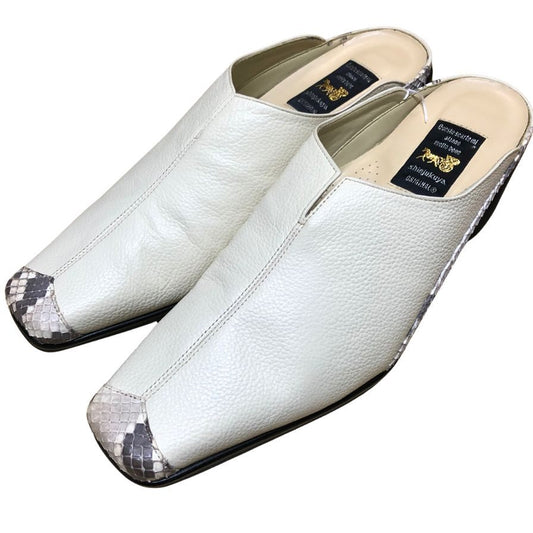 新宿屋 レザーパンプス パイソン 4910-545 24cm グレー系 レディース shinjukuya 約24.0cm【7F3-3】