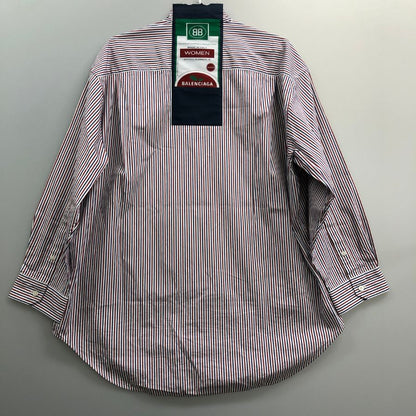 中古◆バレンシアガ 18SS 長袖シャツ バックパッチ ストライプ レディース サイズ34 518068 BALENCIAGA 【AFB43】
