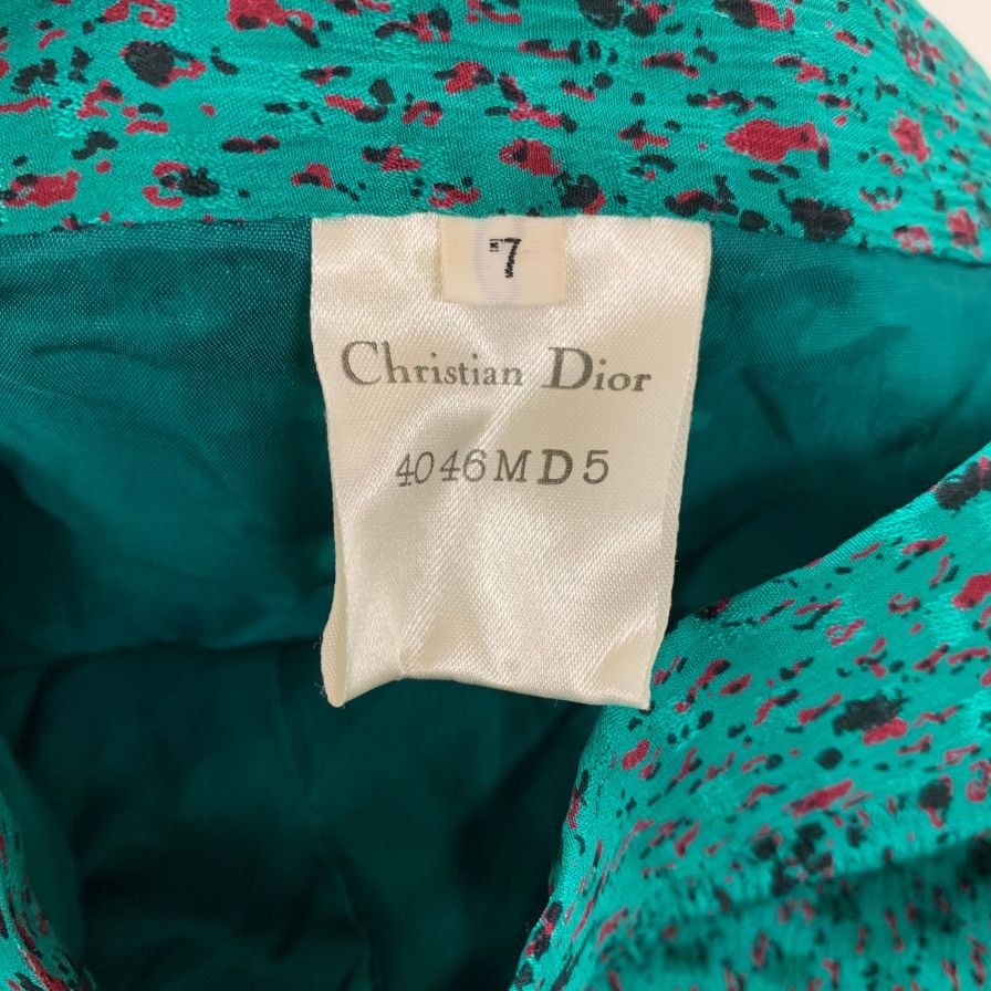 クリスチャンディオール スカート シルク 4046MD5 総柄 グリーン系 サイズ7 レディース Christian Dior【AFB13】