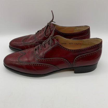 サルヴァトーレフェラガモ レザーシューズ フルブローグ ガラスレザー バーガンディ メンズ サイズ12C Salvatore Ferragamo 約30.0cm【AFC1】
