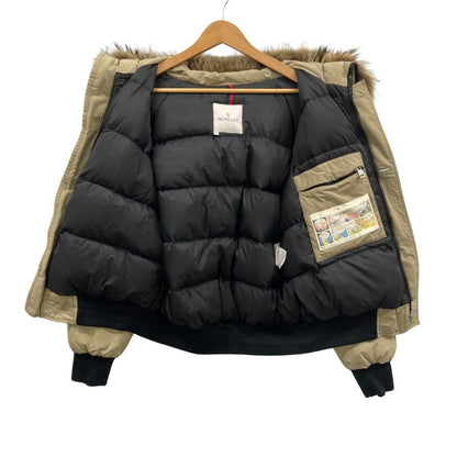 美品◆モンクレール ダウンジャケット サイズ2 メンズ ベージュ ファー付き MONCLER 【AFA6】