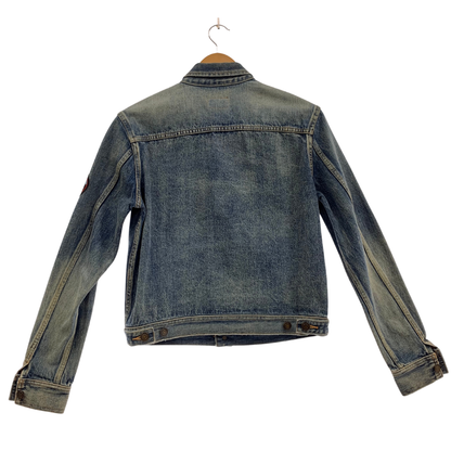 Good condition◆Saint Laurent Paris Denim Jacket Patch Blue Size S 500481 LOVE ME FOREVER SAINT LAURENT PARIS Men's [AFB20] 