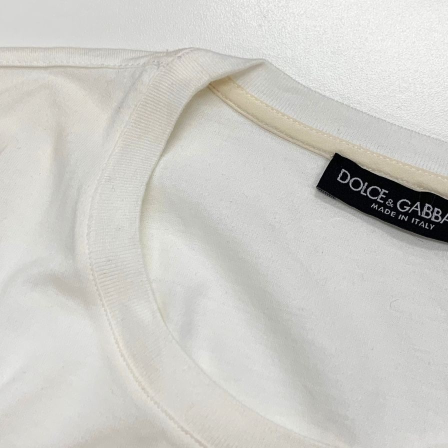 美品◆ドルチェ&ガッバーナ  Tシャツ ロゴ ラインストーン レデイース サイズ40 ホワイト D&G DOLCE&GABBANA 【AFB26】