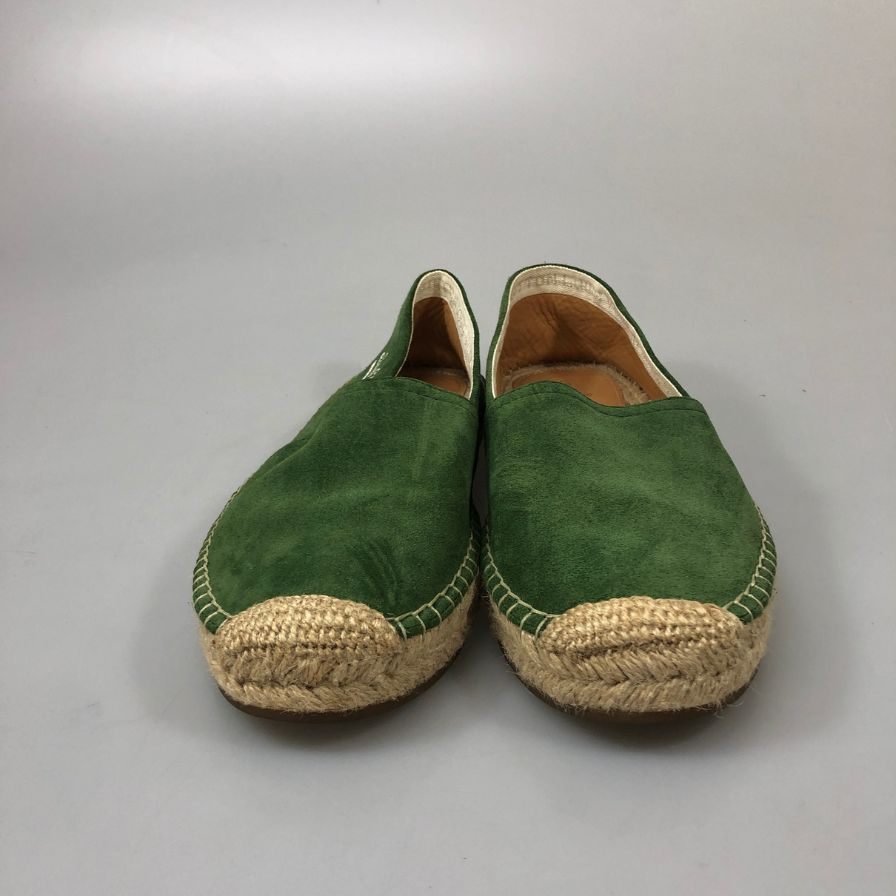 ルイヴィトン モカシンシューズ スエード エスパドリーユ CL1116 グリーン ベージュ 6.5 メンズ LOUIS VUITTON 約25.5cm【PTM3】