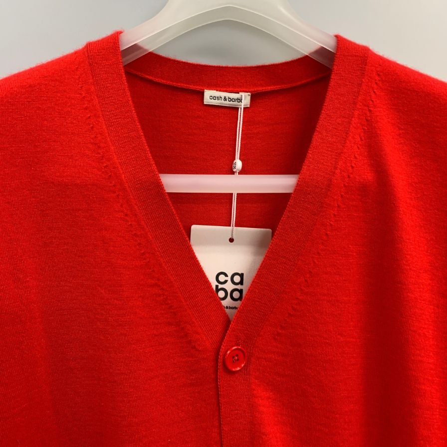 未使用◆キャッシュ＆バルバ カーディガン ウーステッドカシミヤ 150 レッド メンズ サイズ2 IMWSW002 Cash&Barba 【AFB27】