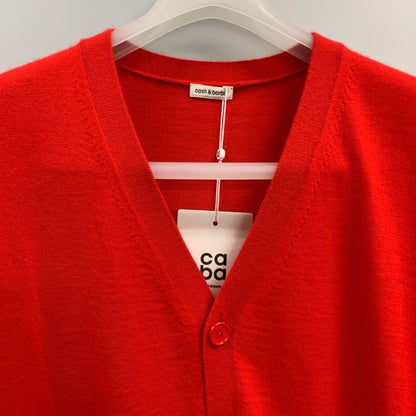 未使用◆キャッシュ＆バルバ カーディガン ウーステッドカシミヤ 150 レッド メンズ サイズ2 IMWSW002 Cash&Barba 【AFB27】