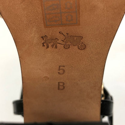 コーチ ヒールサンダル ストラップ ブラック レザー レディース サイズ5B COACH 約23.0cm【AFC42】