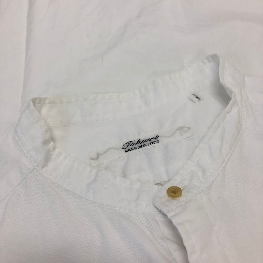中古◆トキアリ TOKIARI バンドカラー 長袖シャツ 日本製 メンズ 2 ホワイト 時在服飾設計 【AFB20】