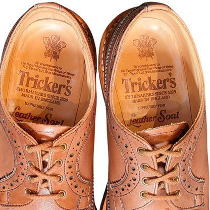 トリッカーズ レザーシューズ ロングウイングチップ M5164 ブラウン メンズ サイズ8 Tricker’s ビジネスシューズ 約25.5cm【LA】【中古】