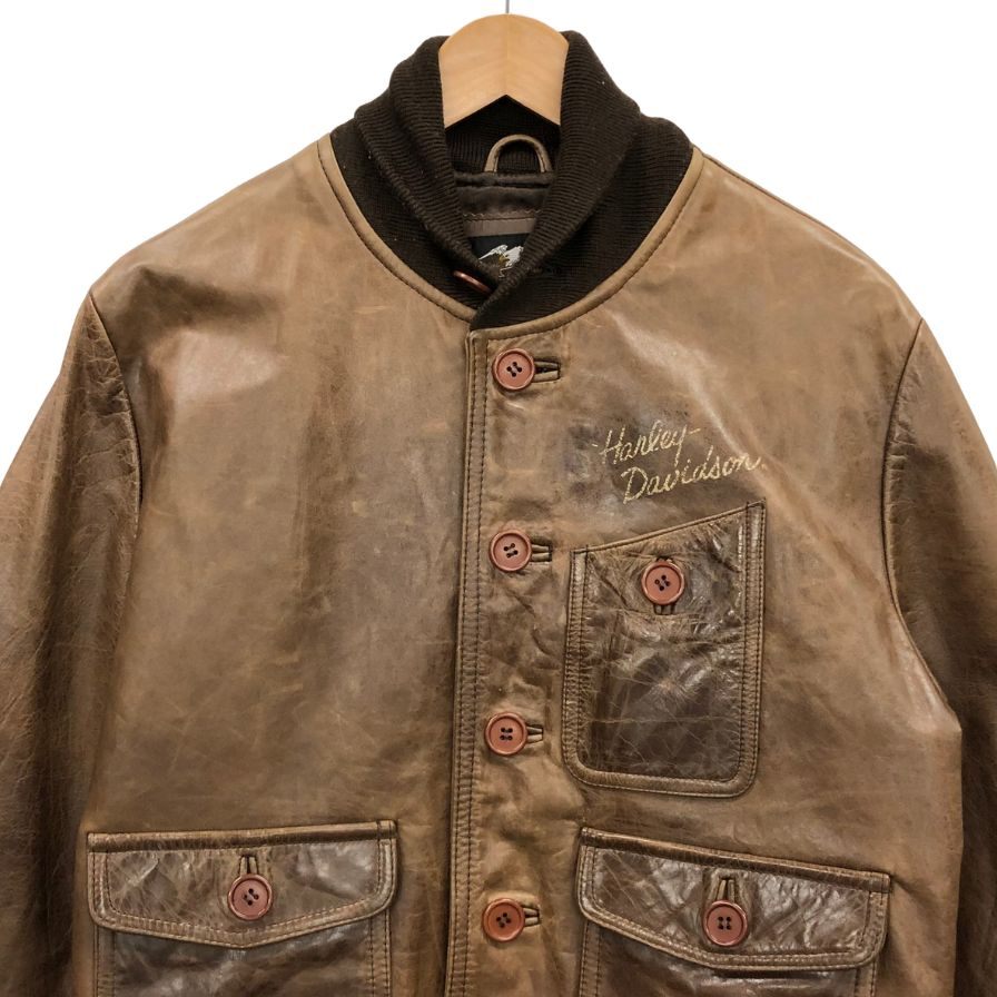 中古◇ハーレーダビッドソン レザージャケット 牛革 ブラウン M