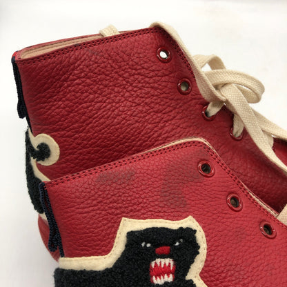 グッチ レザーハイカットスニーカー  478336 パンサー レッド系 メンズ サイズ7.5 GUCCI 約26.5cm【AFC9】